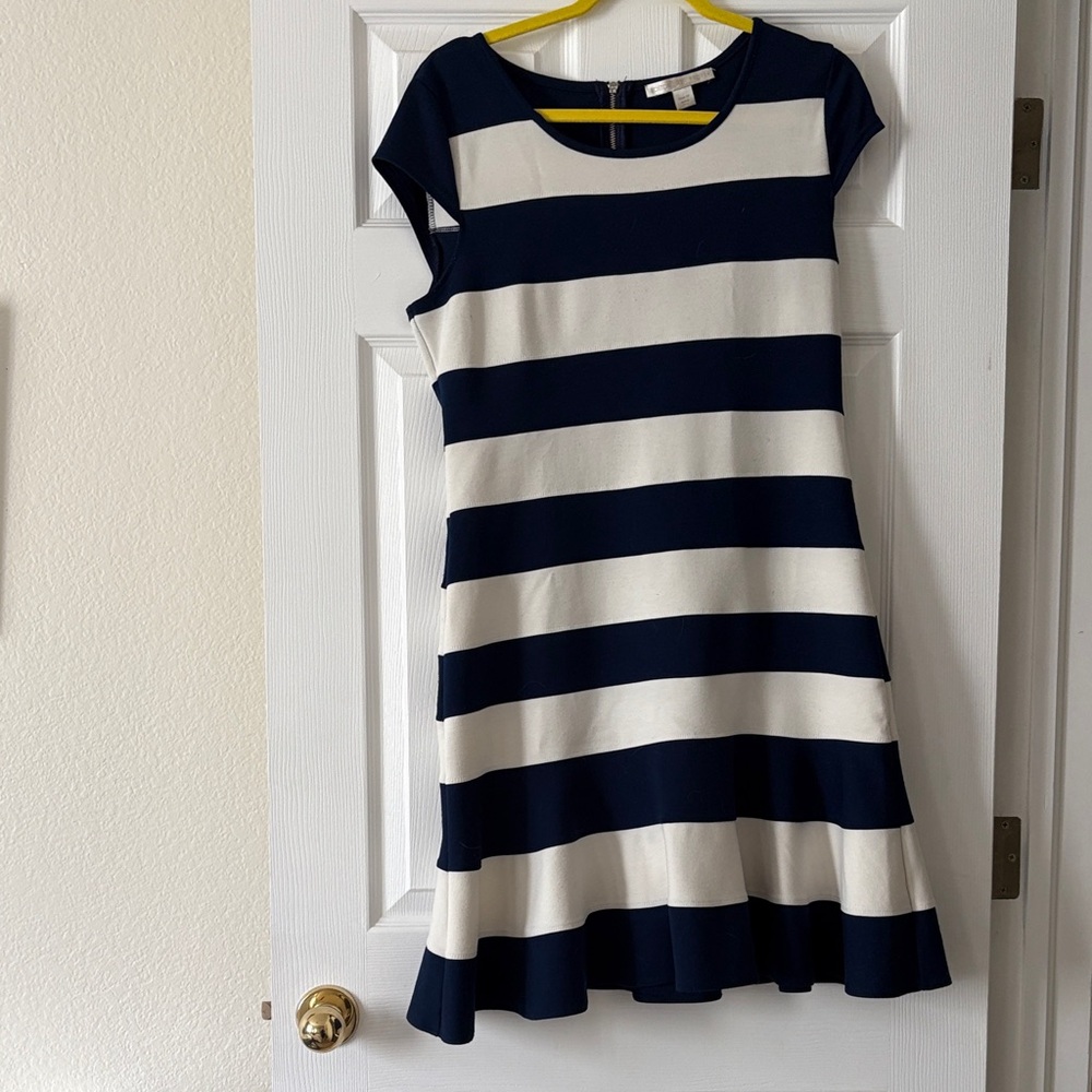 Boston Proper Navy and White Striped Mini Dress